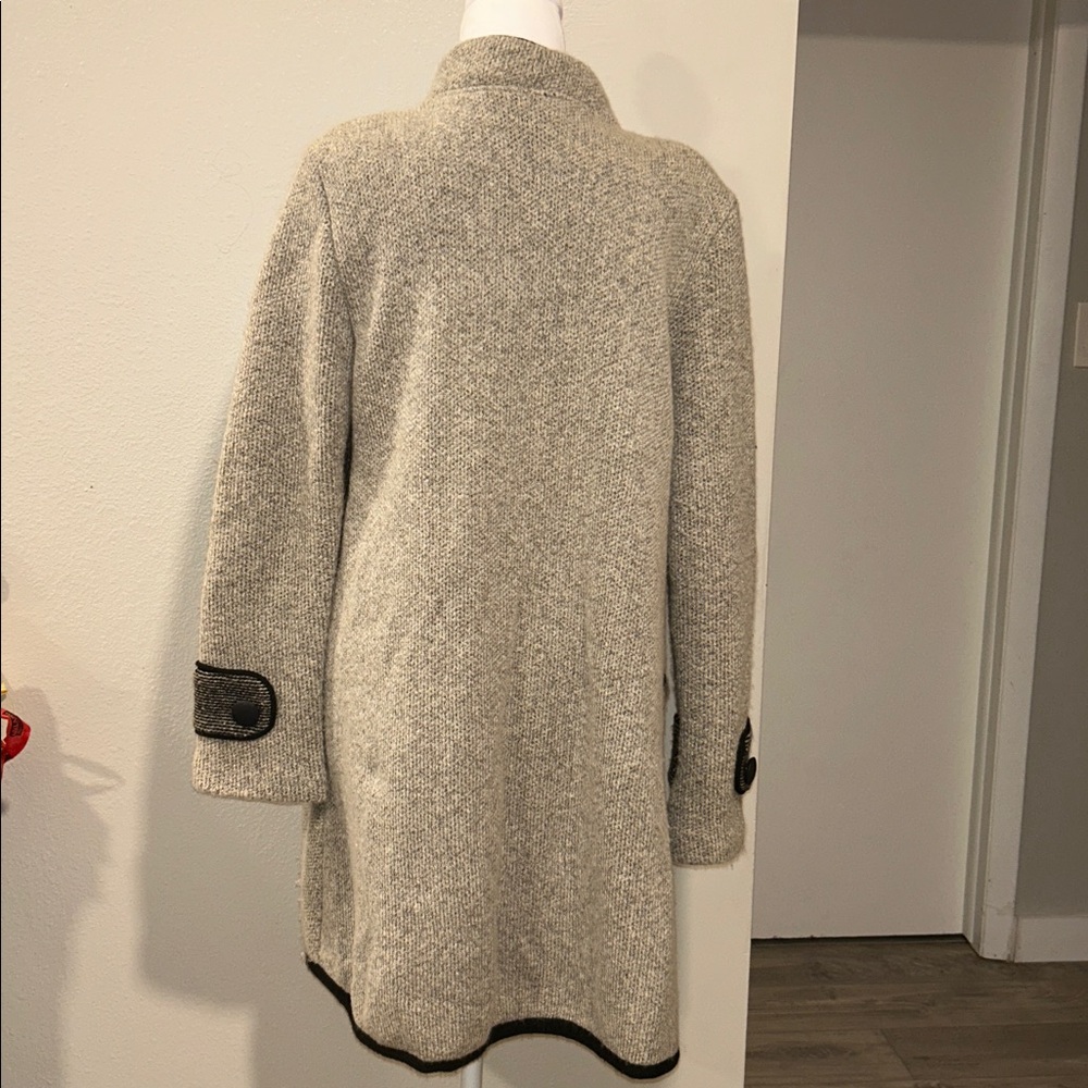 Vintage Toro Boiled Wool Blend A-Line Car Coat Grey Black Trim Size M - Picture 6 of 12